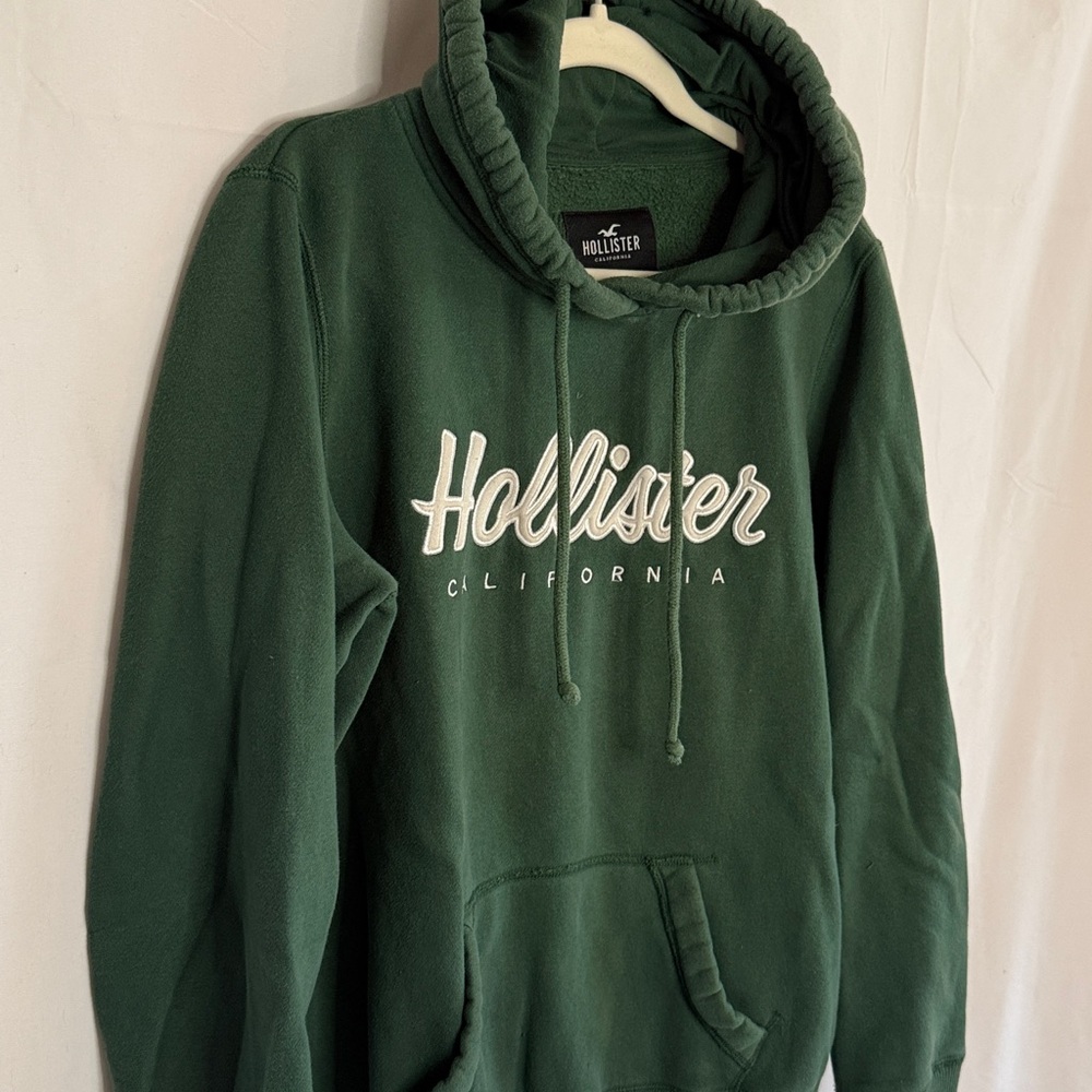 Hollister Men's Classic Logo Pocket Hoodie Sweatshirt - Green - Large - Picture 2 of 7